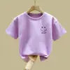 2024# Roupa Infantil Camiseta para Meninas Manga Curta Meninas Crianças Maiores Verão Algodão Puro Roupa Meia-manga Top de Verão para Crianças Camiseta da Moda