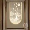 Pintura de Nove Peixes Luz de Luxo LED com Luz Hall de Entrada Pintura Decorativa Corredor Hall de Entrada Pintura de Parede Simples Moderna Sensação de Alto Padrão Mural