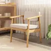 Silla de Comedor Nórdica de Madera Maciza con Asiento Blando, Silla de Ocio Estilo Japonés con Reposabrazos y Respaldo, Silla de Escritorio, Silla de Maquillaje, Silla para Tienda de Té con Leche