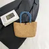 Bolsas Tejidas a Mano para Mujer, Moda Tendencia Primavera y Verano 2026, Bolso Cubo de Paja Súper Popular para Vacaciones en la Playa