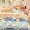 Conjunto de Quatro Peças de Algodão Puro para Todas as Estações 100% Algodão Grau A Roupa de Cama e Capas de Edredom para Mães e Bebês Conjunto de Três Peças para Dormitório Desenho Animado