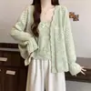 Conjunto de Dos Piezas de Punto Ligero Verde Claro Camisola Chaqueta Cardigan Top Nuevo Estilo Otoño 2026