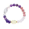 Pulsera de Amatista Natural Guan Yu Cristal Blanco Cristal de Limón Pixiu Pulsera Multigemas Venta al por Mayor de Fábrica S5040504