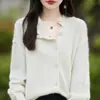 Diseño Estilo Old Money Cárdigan de Punto para Mujer 2026 Nuevo Estilo Francés Solapa Diagonal Suelto Grueso Suéter Abrigo Cálido