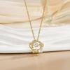 Popular Diseño Estilo Japonés y Coreano Serie Inteligente Colgante de Zirconia Collar de Acero de Titanio Cadena para Clavícula de Mujer Recubrimiento Galvánico de Oro Real No se Desvanece