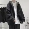 Sudadera Cardigan Forrada de Polar Otoño e Invierno para Hombre Talla Extra Grande Marca de Moda Popular Holgada Estilo Coreano Chaqueta con Capucha y Cremallera