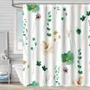 Cortina de Baño Verde Plantas de Amazon Cortina de Ducha Impermeable Antimoho Impresión Digital 3D Bosque de Flores Cortina de Baño Partición Sin Perforaciones