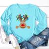 Outono Europeu e Americano Transfronteiriço Novos Looks de Casal Desenho Animado de Rena de Natal Estampa Gola Redonda Casual Versátil do Fabricante da Fonte