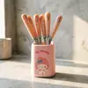 6030A Juego Creativo de Tenedores de Fruta de Dibujos Animados, 6 Piezas, Plástico Blando, Muñeca, Tenedor para Pastel Lindo, Tenedor de Acero Inoxidable