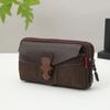 Bolsa de Cintura Masculina Horizontal de Três Camadas para Celular, Fivela Grande Fashion, com Cinto, Mosquetão, Bolsa Suspensa Multifuncional à Prova d'Água