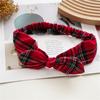 Tecido xadrez de Natal transfronteiriço Rabbit Ear Knot Hair Band Mulheres All-match Elastic Headband Hair Band Headwear Spot