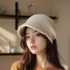Gorro de punto simple de color liso estilo pico de pato para otoño e invierno, cálido y versátil, gorro estilo japonés, adecuado para cabezas más grandes, gorro de punto