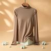 Algodão modal com bojo, manga longa, feminina, outono e inverno, roupa íntima térmica, gola alta, forrado com fleece, top interno quente, blusa de base