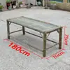 Cadeira de Bambu Antiga com Encosto, Banqueta Pequena de Bambu para Dançar, Mesa de Bambu e Rattan Trançada à Mão, Conjunto de Mesa e Cadeiras de Bambu para Exterior para Uso Comercial