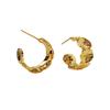 Pendientes geométricos en forma de C de estilo de costura de personalidad de tendencia europea y americana, temperamento frío simple de alto nivel, pendientes chapados en oro