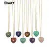 Wt-N1531 Colgante de Corazón Dulce y Romántico con Piedra Preciosa Turquesa Cristal Rosa Collar Fino para Clavícula Accesorio Diario para Mujeres