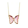 Colar de Borboleta de Vidro de Cristal Transparente Nova Moda Transfronteiriça Europeia e Americana Colar com Pingente de Borboleta Modelo Feminino Elegante Usável