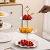Plato de Cerámica con Encaje en Relieve Estilo Nórdico Simple para Dim Sum, Banquete de Té de la Tarde, Pastel, Bocadillos, Fruta, Plato de Tres Pisos