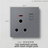Enchufe con interruptor gris estándar británico un enchufe abierto de 13A multifunción de cinco orificios USB Enchufe europeo francés 2 Interruptor de 5A