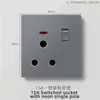 Enchufe de Pared con Interruptor Gris Mate Estándar Británico de Comercio Exterior, Una Abertura, 13A, Multifunción, Cinco Agujeros USB, Enchufe Europeo, Interruptor de 25A