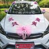 Pacote de decoração de carro de casamento flor carro do noivo carro auxiliar decoração de carro simulação de casamento coreano rosa fita novo atacado