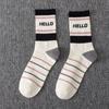 Meias Novas de Outono e Inverno para Mulheres Meias de Comprimento Médio para Mulheres Meias da Moda Estilo de Rua Losango Sorriso Letra Ins Estilo Acadêmico Meias
