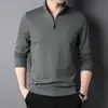 Sudadera Nueva para Hombre Primavera y Otoño 2024, Sencilla Casual de Corte Holgado, Cuello Semi Alto, Cremallera, Color Sólido, Camiseta Básica de Manga Larga para Hombre