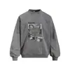 Sudadera con capucha de cuello redondo personalizada con estampado de retrato creativo americano, sudadera de pullover lavada y desteñida con pintura en aerosol, de moda para hombre en primavera y otoño