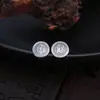 Pendientes Redondos Felices Chenghuan de Plata de Ley S925 Estilo Retro Sello de Carácter Chino Personalidad Simple Pendientes Guofeng Pendientes