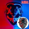 Máscara Brilhante de Halloween Luz Fria Rosto de Fantasma Barra de LED Festa Dança Preto em V Vingança Adereço de Terror