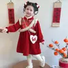 Saludos de Año Nuevo para Niñas Ropa de Invierno Forrada de Polar y Engrosada 2025 Nuevo Vestido Estilo Chino para Niños Traje Tang Festivo para Niña Pequeña