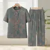 Conjunto tradicional chino de verano para madres de mediana edad y mayores, ropa elegante para mujeres mayores, cárdigan de manga corta, estilo ligero