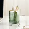 Estante de Almacenamiento para Cosméticos, Almacenamiento de Escritorio de Alta Gama y Lujoso, Portalápices de Oficina, Caja Transparente para Almacenamiento de Pinceles de Maquillaje