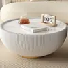 Mesa de café redonda de piedra, Lujo ligero, estilo italiano moderno, minimalista para apartamentos pequeños, uso doméstico, combinación moderna y creativa