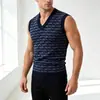 Chaleco de punto para hombre transfronterizo, nuevo chaleco suéter de otoño/invierno, suéter jacquard a rayas simple y casual para hombres jóvenes