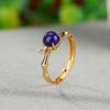 Anillo de plata de ley Yilu S925 con cuentas de bambú y lapislázuli chapado en oro, estilo nacional simple retro, elegante y temperamental.