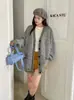 Suéter Abrigo de Punto Casual Holgado Oversize con Cuello en V y Bloques de Color Nuevo Diseño Otoño/Invierno 2026 para Mujer