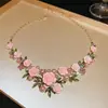 Aretes Colgantes Collar con Colgante de Gota de Agua con Pedrería Trabajo Pesado Exquisito Lujo Cadena para Clavícula Conjunto para Vestido de Banquete Venta al por Mayor Directa de Fábrica