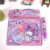 Livro de Pintura Mágica Grande de Desenho Animado Genuíno Sanrio com Pintura com Água Transparente e Livro de Pintura Repetível Kuromi e Hello Kitty