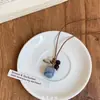 Collar de Cuerda Trenzada con Piedra Pequeña para Mujer, Cadena para Clavícula Estilo Chino Nuevo Retro, Accesorio Largo Colgante para el Cuello con Manchas