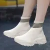 Zapatos Deportivos y Casuales de Caña Alta Tejidos con Mosca para Primavera y Verano, Zapatos de Moda para Mujer con Suela Gruesa, Calcetines de Caña Alta sin Cordones, Zapatos de Moda para Mujer
