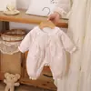 Mono rosa de manga larga con doble capa de estilo otoñal, bosque de setas, ajustado, luna llena, para salir, ropa de bebé cálida para niños pequeños