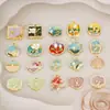 Estilo Pintura al Óleo Artística DIY Accesorios Colgantes para Collar Pulsera Colgante Marco de Fotos Tulipán Colorido Flor Colgante Adorno Colgante
