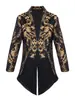 Frac Medieval Frac Gótico Steampunk Chaqueta Negro Brocado Satén Abrigo de Boda Estilo Gótico