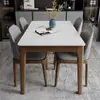 Mesa y Sillas de Comedor de Piedra Sinterizada Italiana de Lujo Ligero Moderno para Hogar Apartamento Pequeño Mesa de Comedor Rectangular Occidental para el Hogar