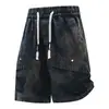 M-XL Verano Nuevo Talla Grande Algodón Puro Pantalones Cortos de Trabajo para Hombre, Extra Grande y Holgados, Estilo Americano Tie-Dye Degradado Transpirables
