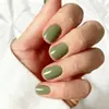 Peças de Unhas Artísticas para Comércio Exterior Mais Vendidas, Unhas Postiças Verde Feijão Simples, Unhas Usáveis Quadradas Europeias Curtas Frescas Pequenas Atacado