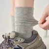 Meias pós-parto femininas, finas para primavera/verão, de algodão puro, sem costura, casuais, estilo coreano, ins, versáteis, cor sólida, meias largas de Zhuji