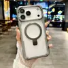 Funda para Teléfono Móvil Anticaídas de Cuatro Esquinas Transfronteriza Adecuada para Apple 17Promax Soporte Magnético 17 Semitransparente 16 con Película para Lente 11