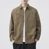 Camisa vaquera básica de color liso retro japonesa para hombre, estilo cityboy de otoño, chaqueta camisa versátil de alta gama con manga larga